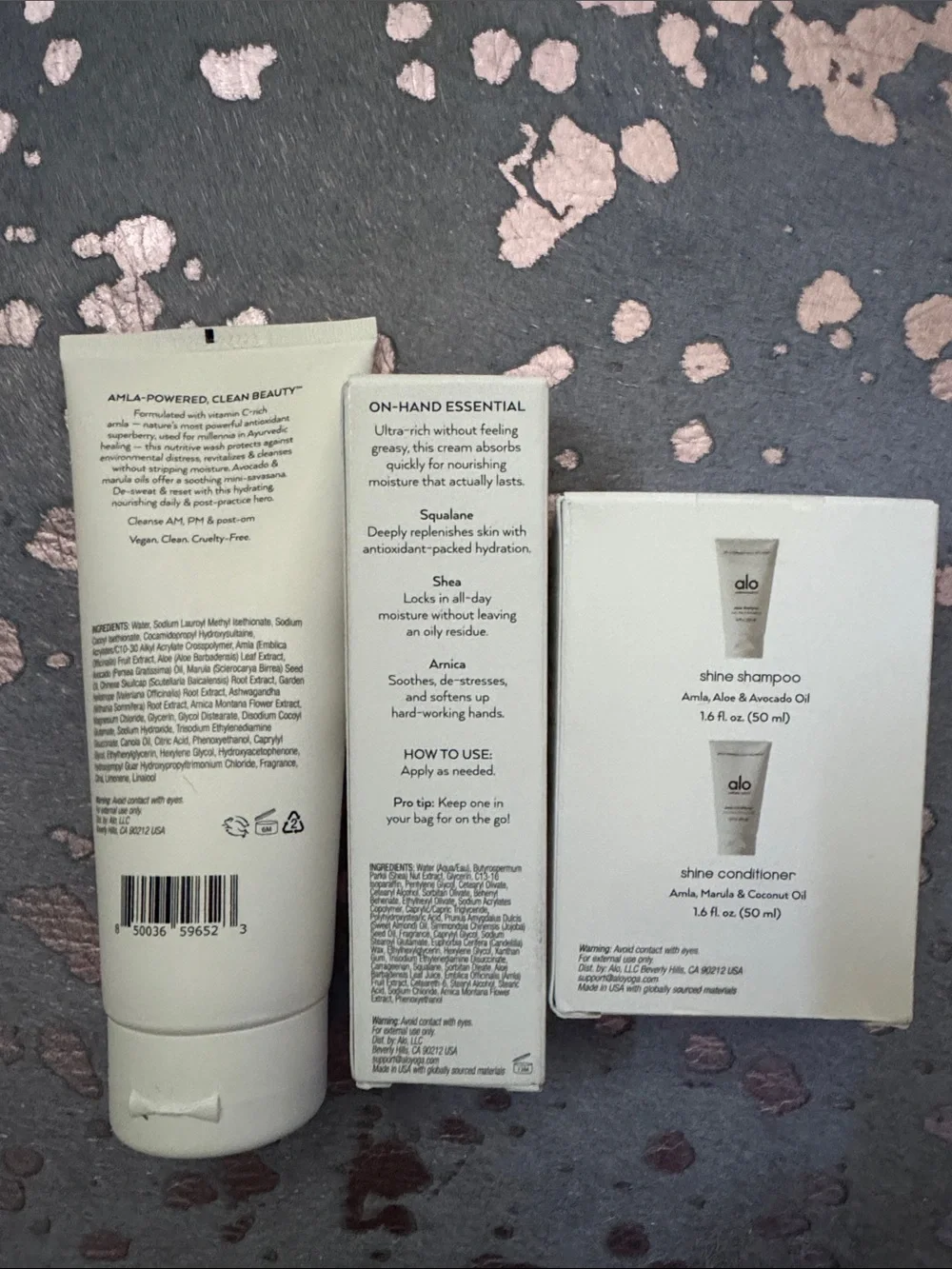 alo body wash hand cream shampoo & conditioner